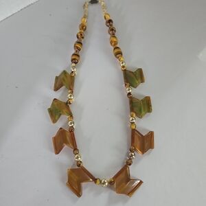 1930s Art Deco Amber Bakelite Trapezoids Necklace